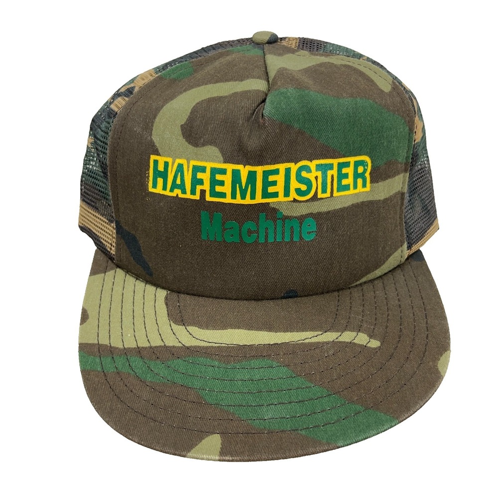 Vintage Camo Trucker Hat Cap Snapback 80s 90s Made In USA Army Hafemeister Mens